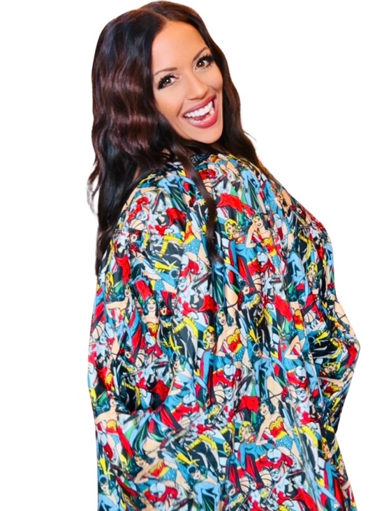 DC Comics Jackets & Blazers - DC Comics Black Blazer with Multicolor Comic-Print Lining Size 22 or 2X